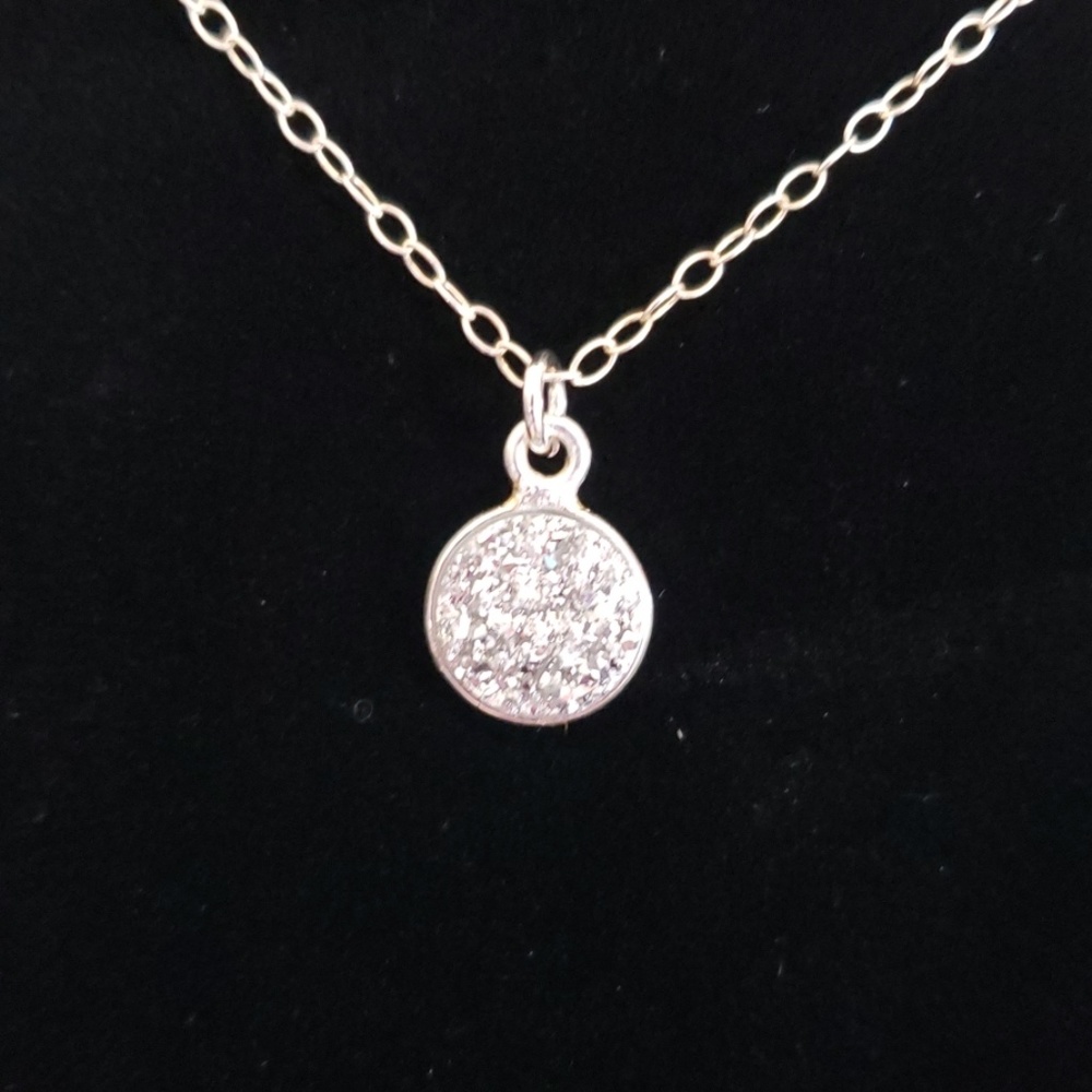 Sterling Silver Silver Druzy Crystal Choker - Picture 1 of 4